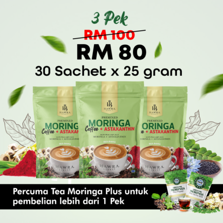 Kopi Moringa + Astaxanthin - 3 Pek + Free Gift